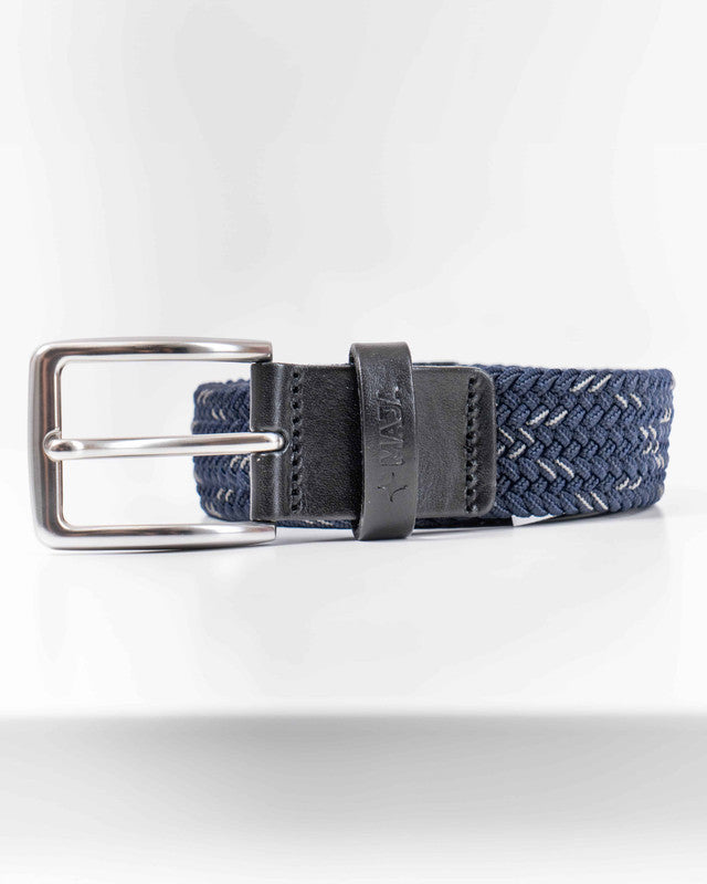 Cinturón Tejido MAJA®, Blue and Black, vista frontal, Polipropileno, con Tela estiramiento 2 vías, uso versátil