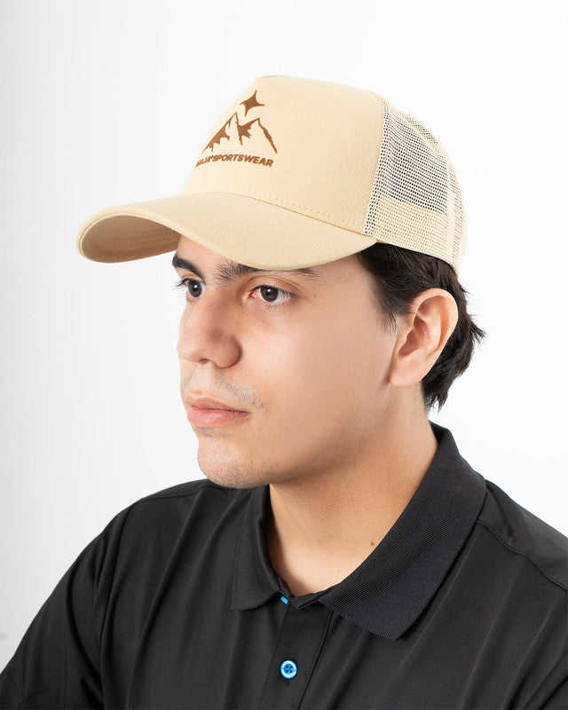 Gorra Trucker Emblema Orizaba, Khaki, vista frontal, Nylon, protección solar y estilo casual