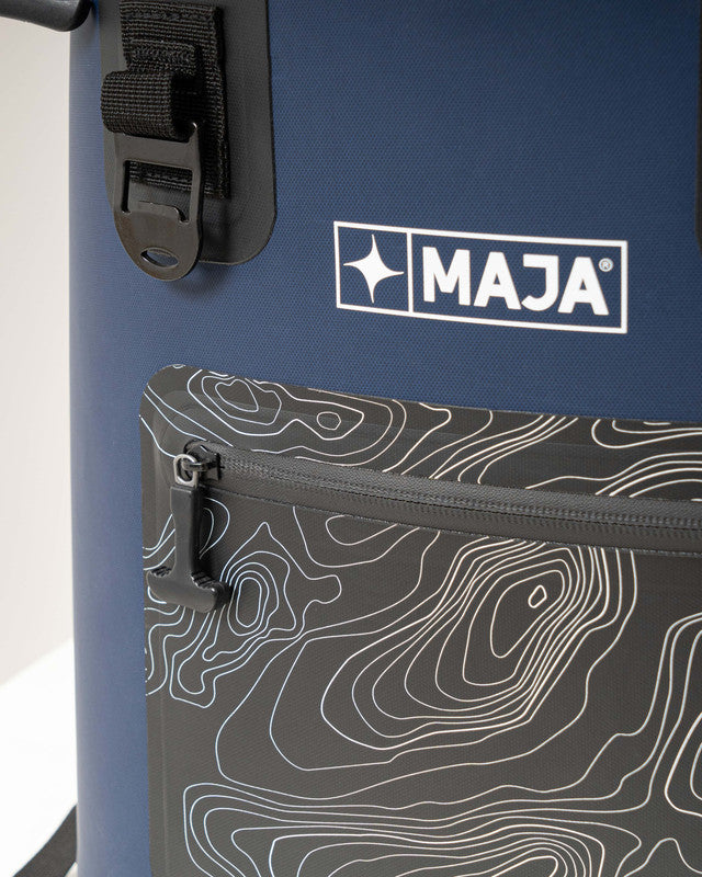 Hielera patrón Santo, Azul marino, detalle, Poliéster, con Repelente al agua, uso versátil