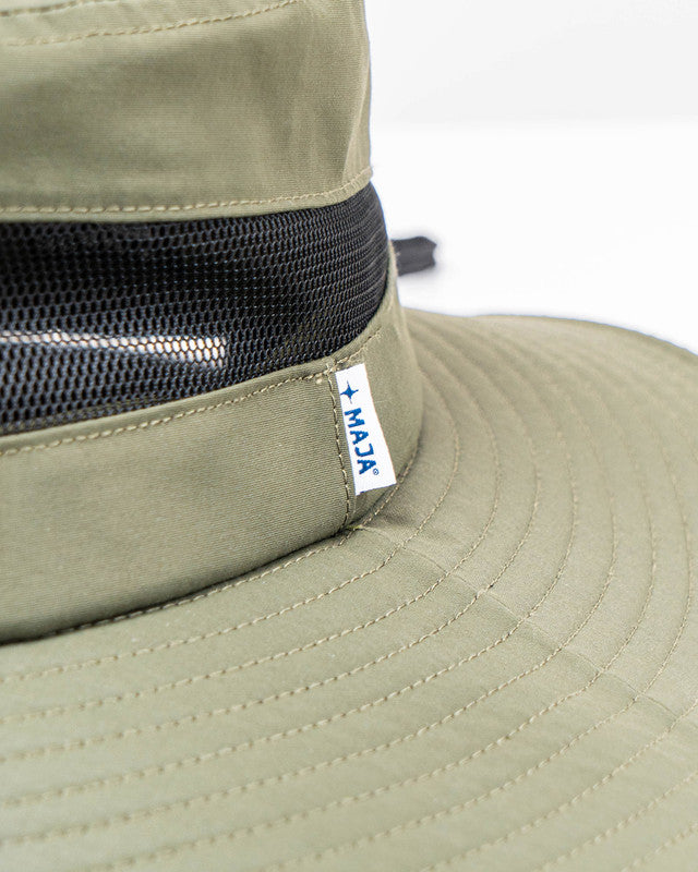 Sombrero MAJA® Safari, Verde, vista lateral, Nylon, con Páneles para ventilación, protección solar y estilo casual
