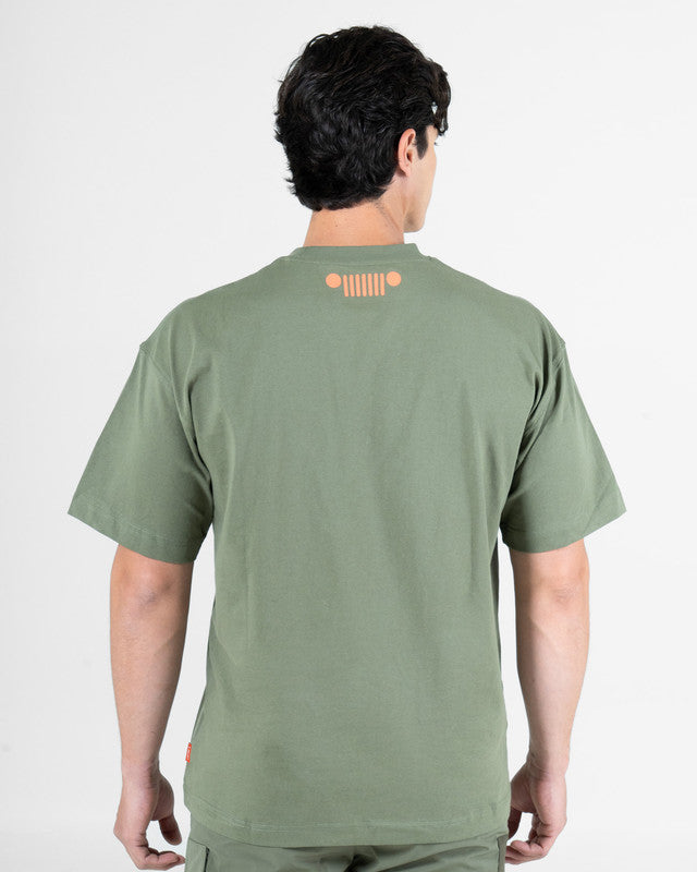 Camiseta con Bolsa JEEP® x MAJA® Liberty, Verde, vista posterior, fit Oversized, Algodón, uso versátil