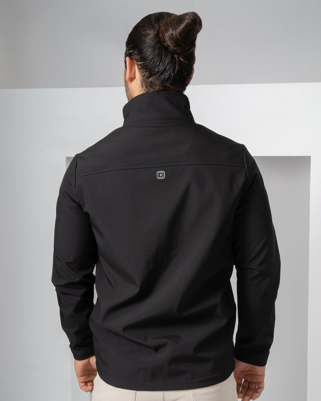 Chamarra Softshell Abisal, Negro, vista lateral, fit Relajado, Poliéster, con Conservación térmica, para uso casual o entrenamiento