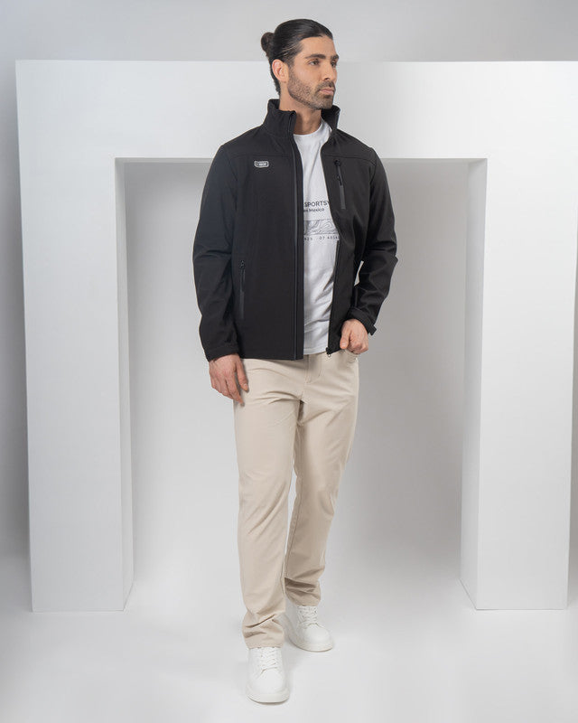 Chamarra Softshell Abisal, Negro, detalle, fit Relajado, Poliéster, con Conservación térmica, para uso casual o entrenamiento