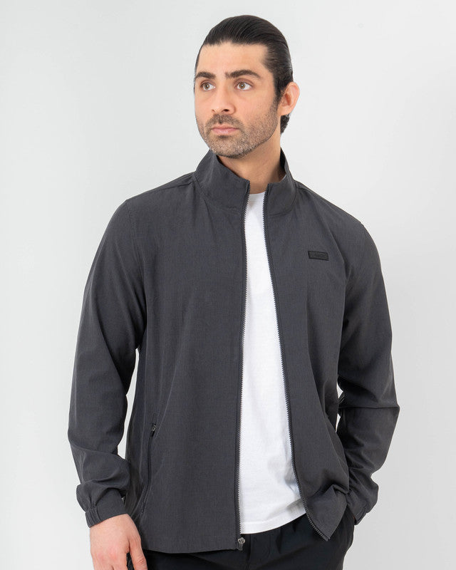 Chamarra MAJA® Ligera, Negro, vista frontal, fit Relajado, Poliéster, con Tela estiramiento 4 vías, para uso casual o entrenamiento