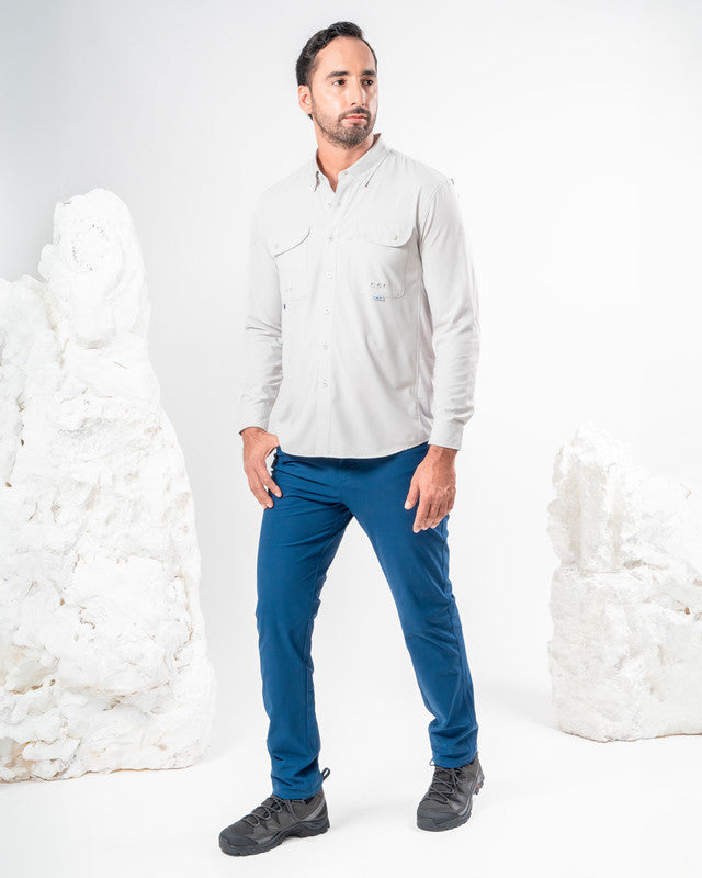 Camisa MAJA® Outdoor Signature, Gris claro, fit Relajado, Poliéster, con Tela antidesgarro, ideal para oficina