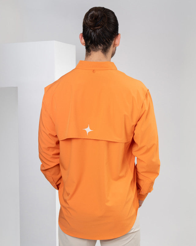 Camisa MAJA® Outdoor Signature, Naranja, vista posterior, fit Relajado, Poliéster, con Tela antidesgarro, ideal para oficina