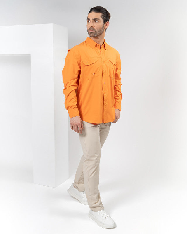 Camisa MAJA® Outdoor Signature, Naranja, detalle, fit Relajado, Poliéster, con Tela antidesgarro, ideal para oficina