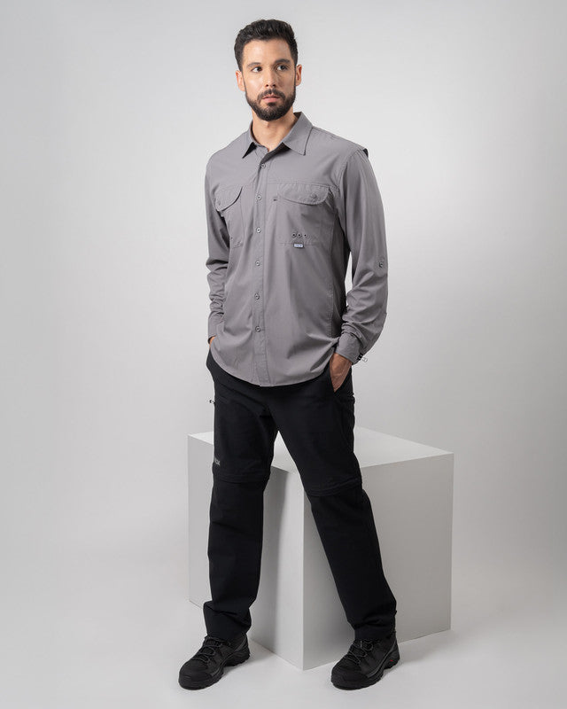 Camisa MAJA® Outdoor Signature, Gris, detalle, fit Relajado, Poliéster, con Tela antidesgarro, ideal para oficina