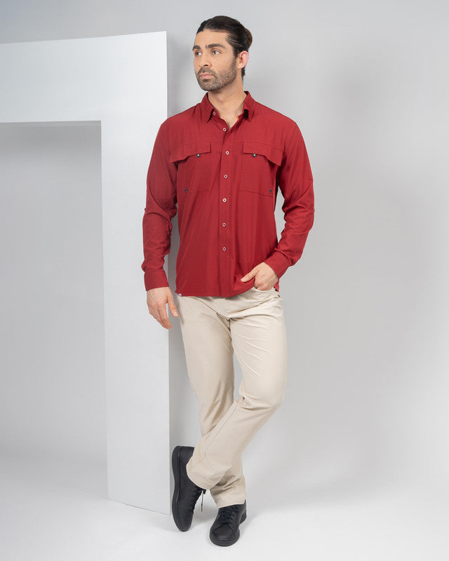 Camisa Outdoor Equipo MAJA®, Tinto, detalle, fit Relajado, Poliéster, con Tela antidesgarro, ideal para oficina
