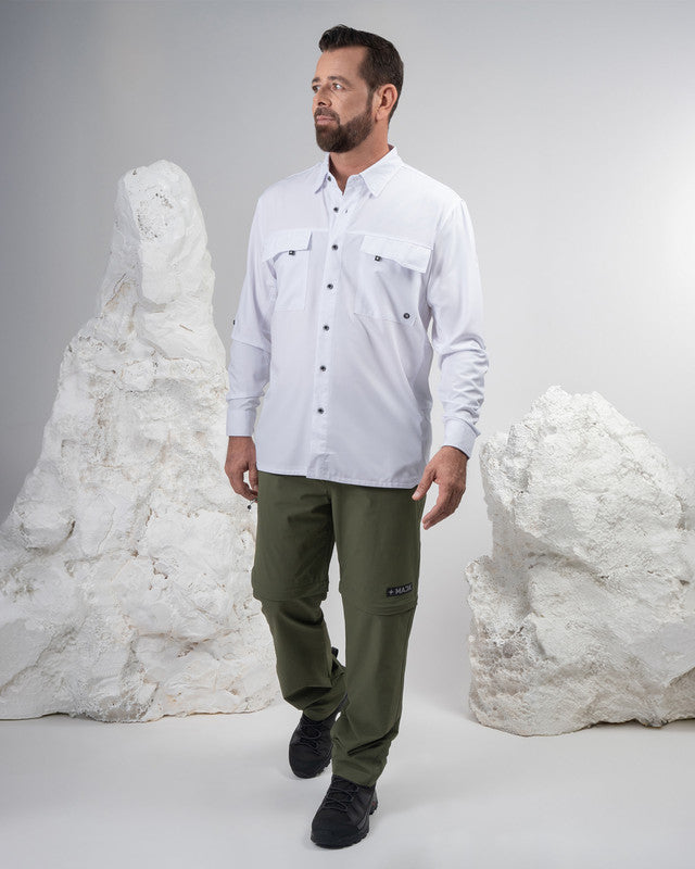 Camisa Outdoor Equipo MAJA®, Blanco, detalle, fit Relajado, Poliéster, con Tela antidesgarro, ideal para oficina