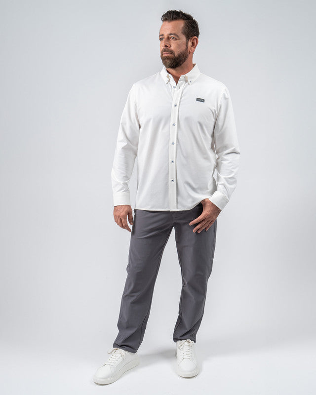 Camisa Oxford MAJA®, Blanco, detalle, fit Slim, Poliéster, con Tela estiramiento 4 vías, ideal para oficina