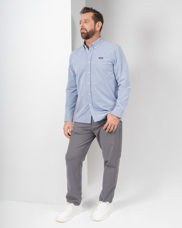Camisa Oxford MAJA®, Azul cielo, detalle, fit Slim, Poliéster, con Tela estiramiento 4 vías, ideal para oficina