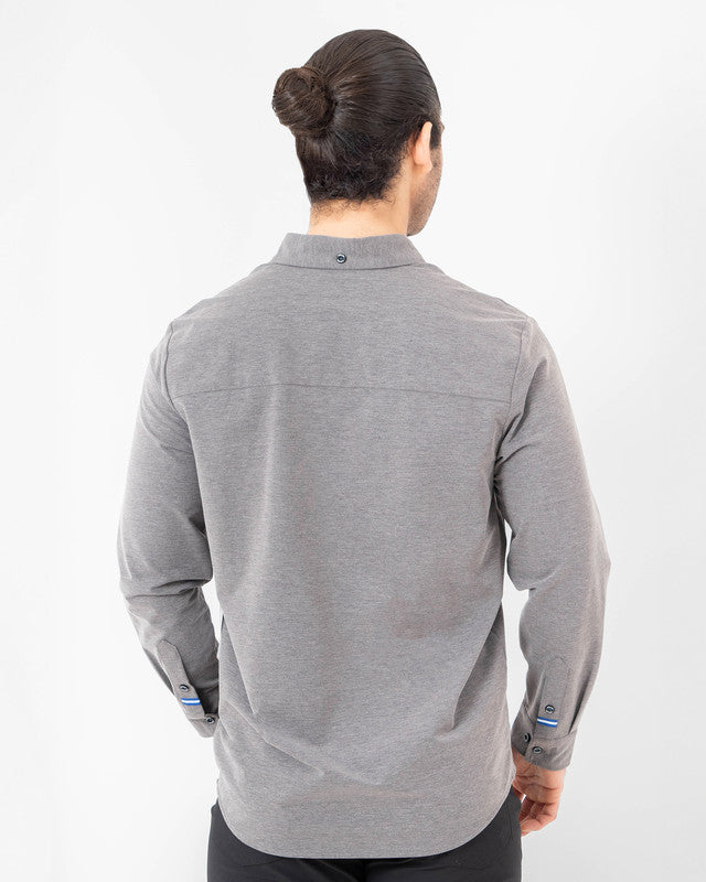 Camisa Oxford MAJA®, Negro, vista posterior, fit Slim, Poliéster, con Tela estiramiento 4 vías, ideal para oficina