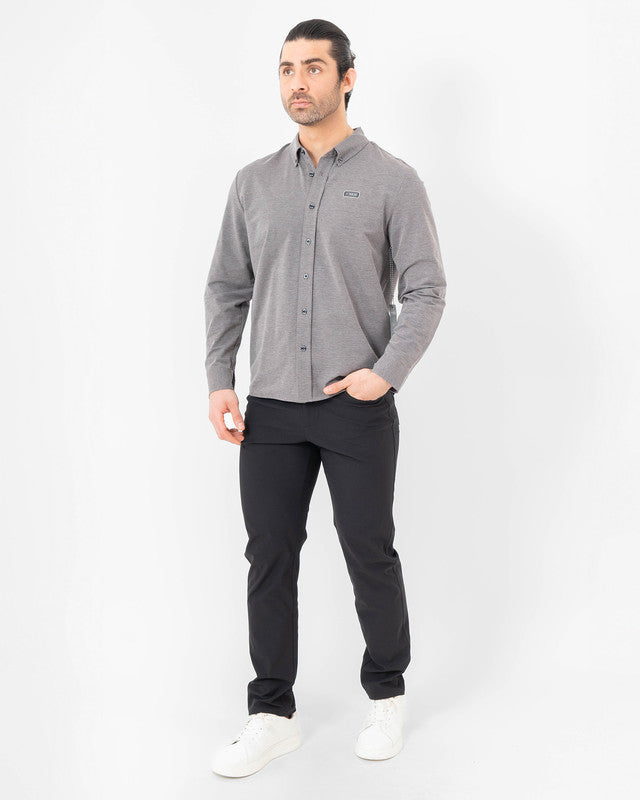 Camisa Oxford MAJA®, Negro, detalle, fit Slim, Poliéster, con Tela estiramiento 4 vías, ideal para oficina