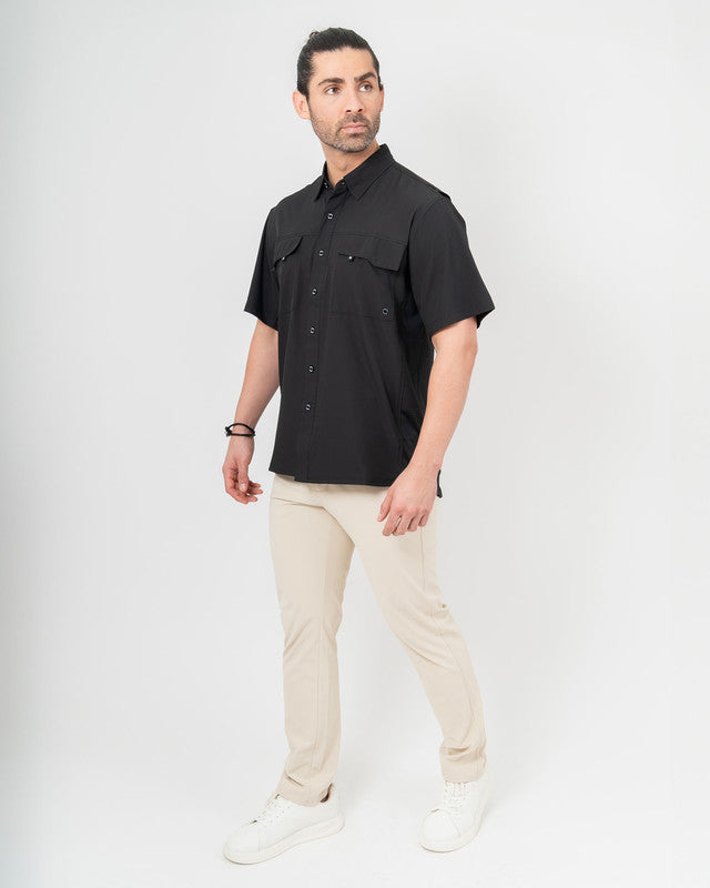 Camisa Outdoor Equipo MAJA®, Negro, detalle, fit Relajado, Poliéster, con Tela antidesgarro, ideal para oficina