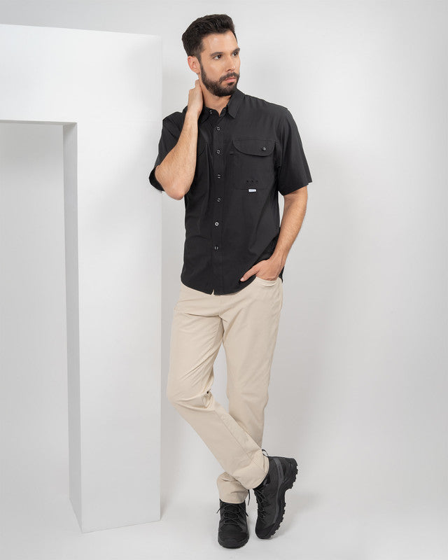 Camisa MAJA® Outdoor Signature, Negro, detalle, fit Relajado, Poliéster, con Tela antidesgarro, ideal para oficina