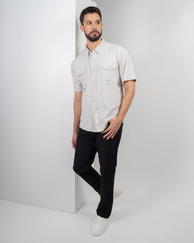 Camisa MAJA® Outdoor Signature, Gris claro, detalle, fit Relajado, Poliéster, con Tela antidesgarro, ideal para oficina