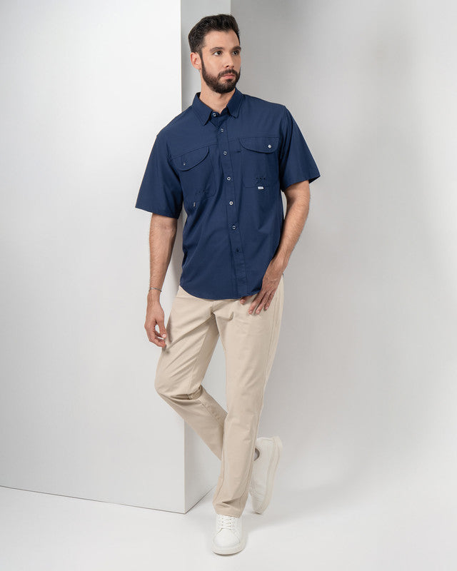 Camisa MAJA® Outdoor Signature, Azul marino, detalle, fit Relajado, Poliéster, con Tela antidesgarro, ideal para oficina