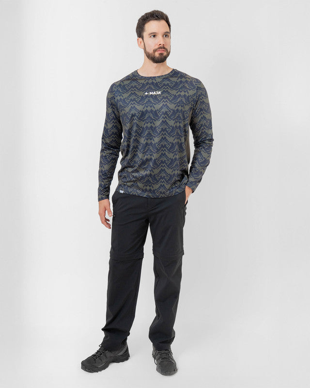 Playera Performance, Patrón contoy verde, vista lateral, fit Relajado, Poliéster, con Páneles para ventilación, uso versátil