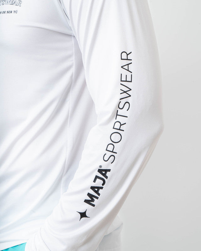 Playera Performance, Blanco, vista lateral, fit Relajado, Poliéster, con Páneles para ventilación, uso versátil