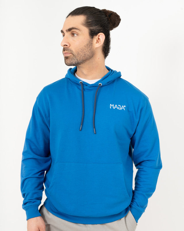 Hoodie MAJA® con capucha, Azul rey, vista frontal, fit Relajado, Poliéster, perfecta para climas fríos