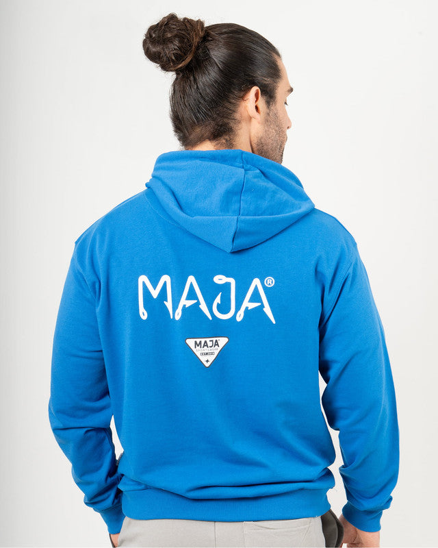 Hoodie MAJA® con capucha, Azul rey, vista posterior, fit Relajado, Poliéster, perfecta para climas fríos