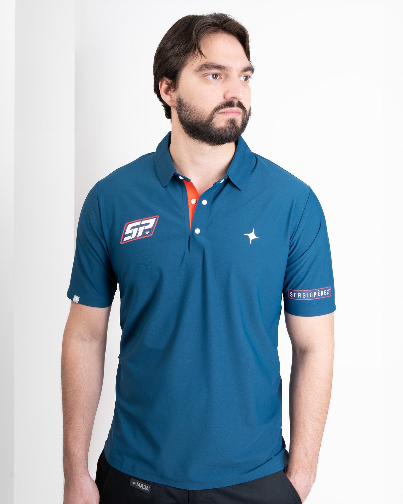 MAJA® Polo Pits SP, Azul marino, vista frontal, fit Regular, Poliéster, con Tela estiramiento 2 vías, uso versátil