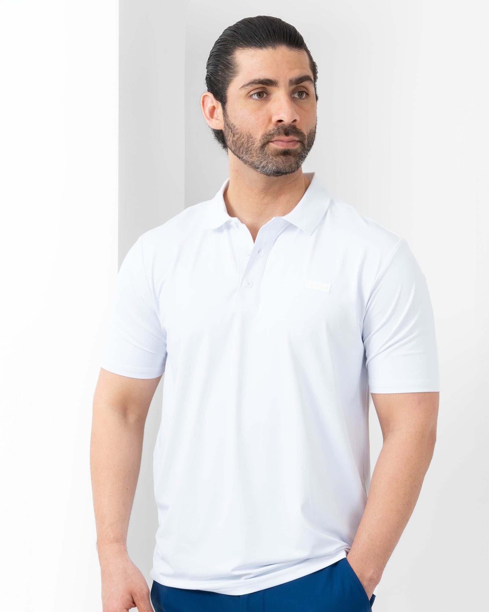 MAJA® Polo, Blanco, vista frontal, fit Regular, Poliéster, con Protección UV UPF50+, uso versátil