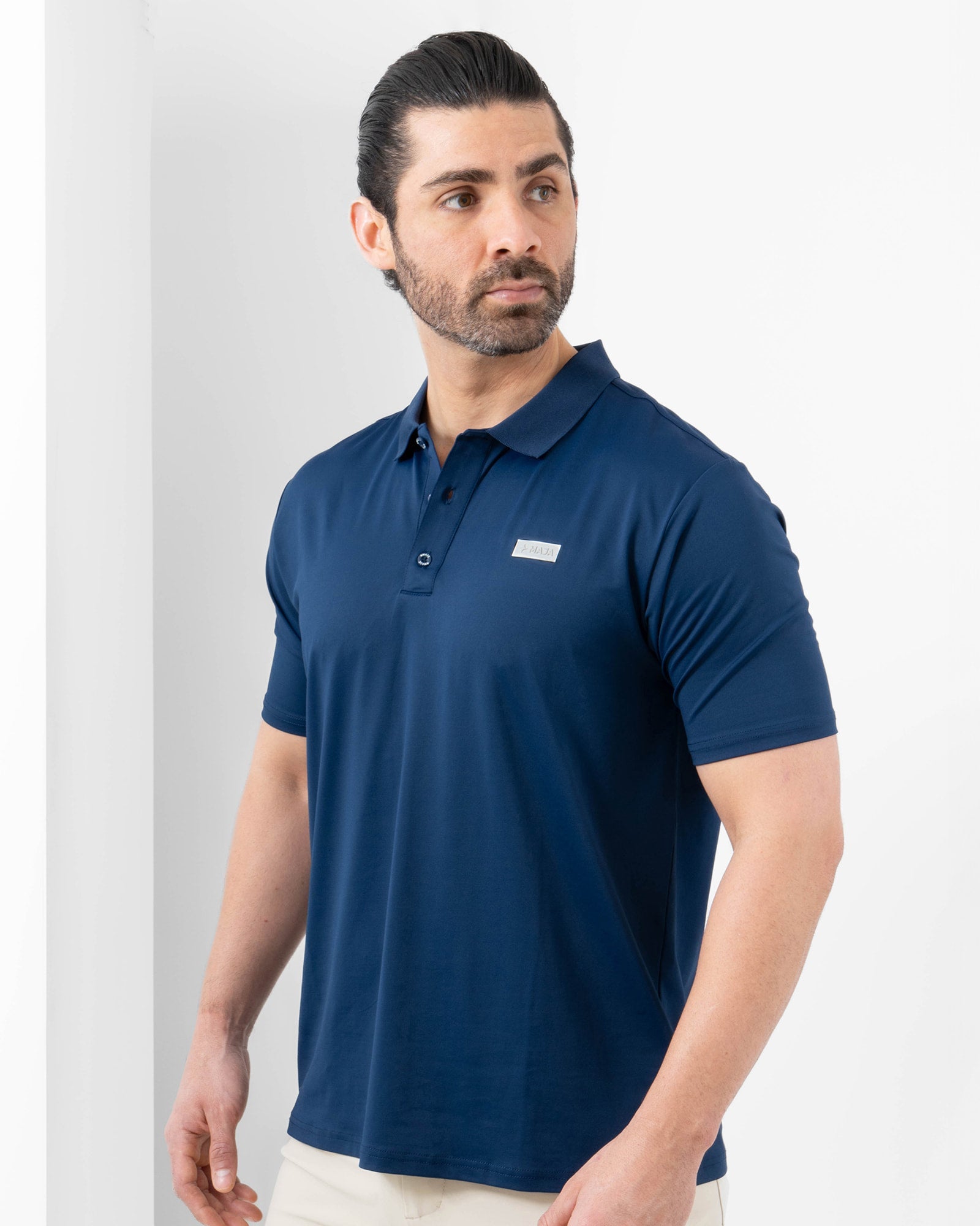 MAJA® Polo, Azul marino, vista frontal, fit Regular, Poliéster, con Protección UV UPF50+, uso versátil