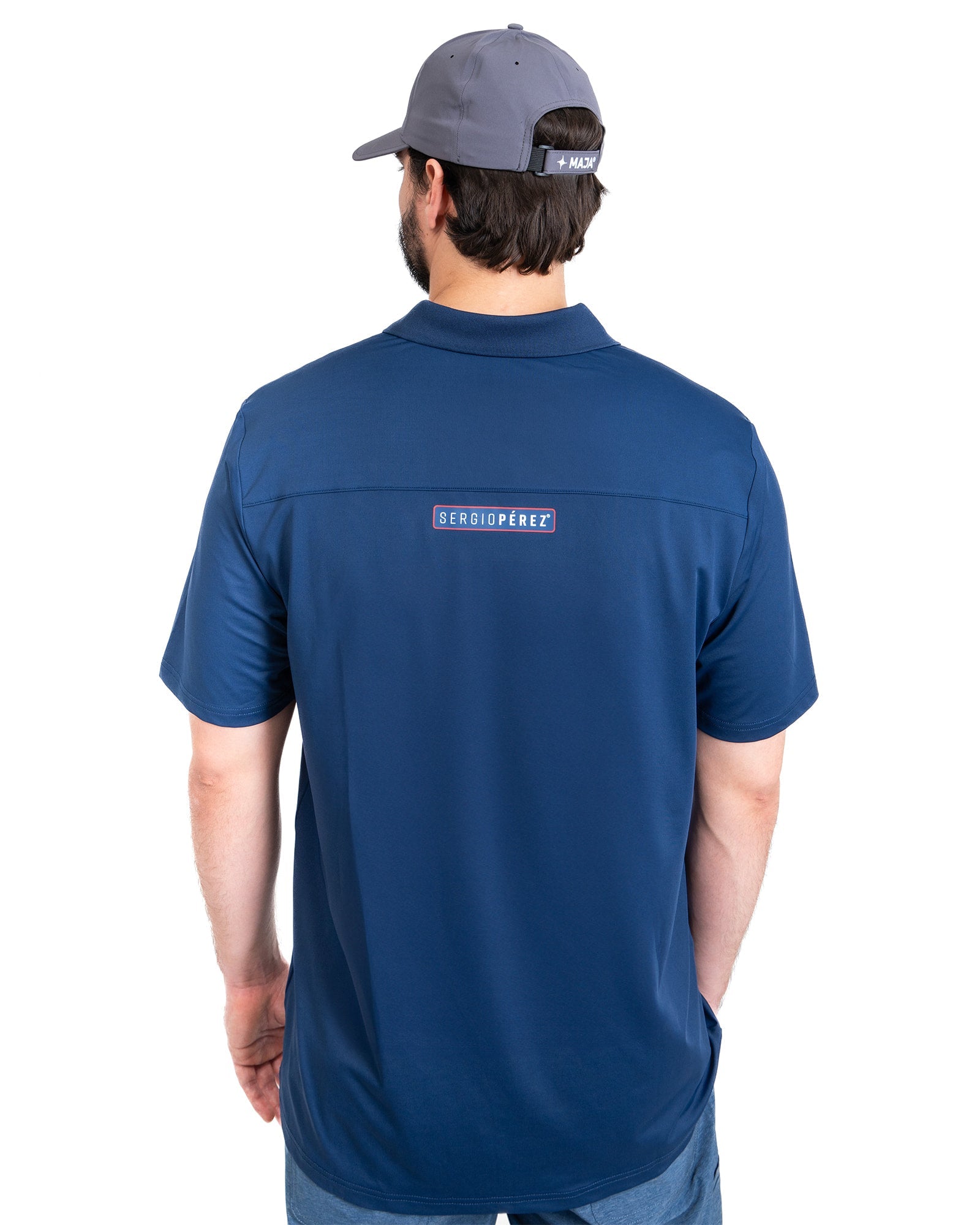 MAJA® Polo Race SP, Azul marino, vista posterior, fit Regular, Poliéster, con Protección UV UPF50+, uso versátil