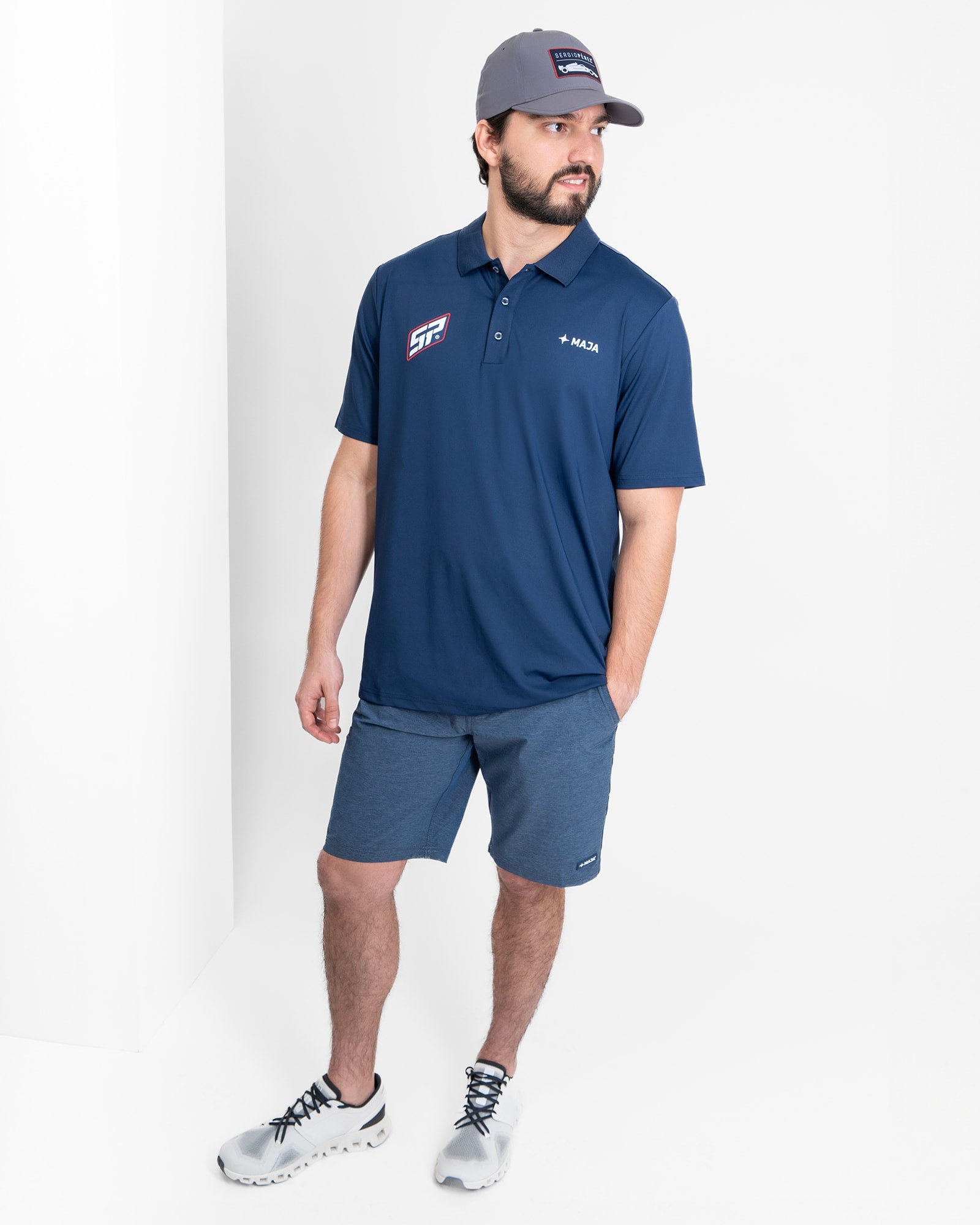 MAJA® Polo Race SP, Azul marino, detalle, fit Regular, Poliéster, con Protección UV UPF50+, uso versátil