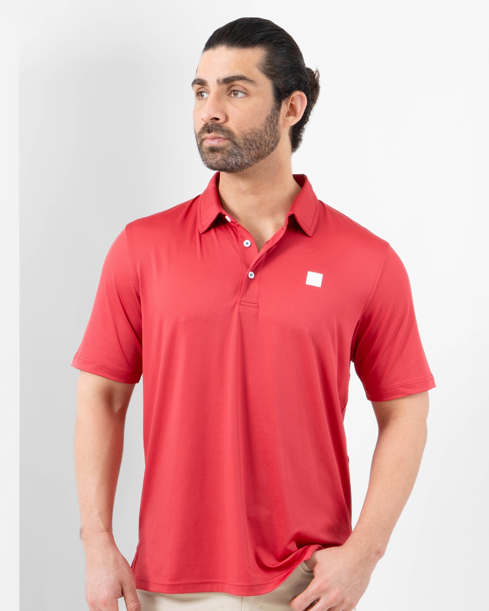 Polo Naval, Rojo, vista frontal, fit Regular, Poliéster, con Tela estiramiento 4 vías, uso versátil
