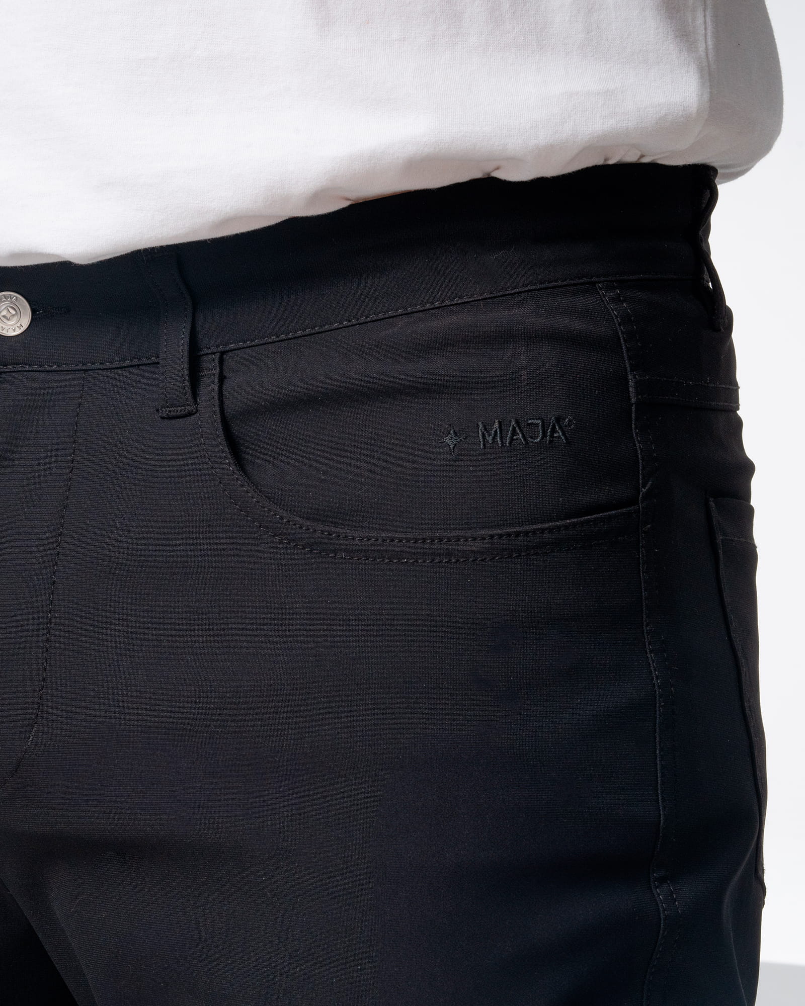 Pantalón Origen®, Negro, vista lateral, fit Regular, Poliéster, con Tela estiramiento 4 vías, uso versátil