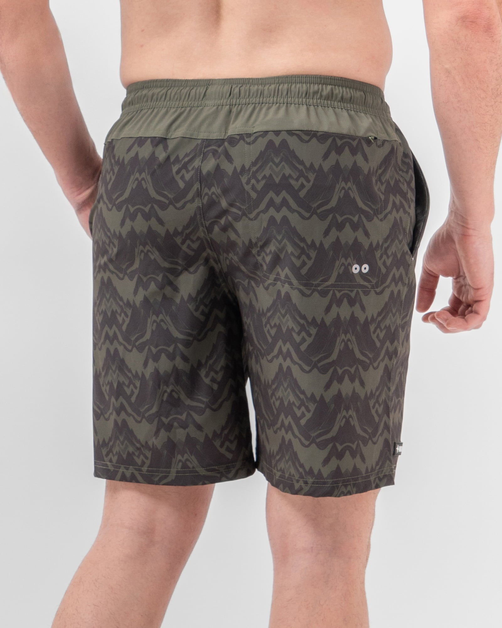 Short de Baño MAJA®, Patrón contoy verde, vista posterior, fit Relajado, Poliéster, con Tela estiramiento 4 vías, uso versátil