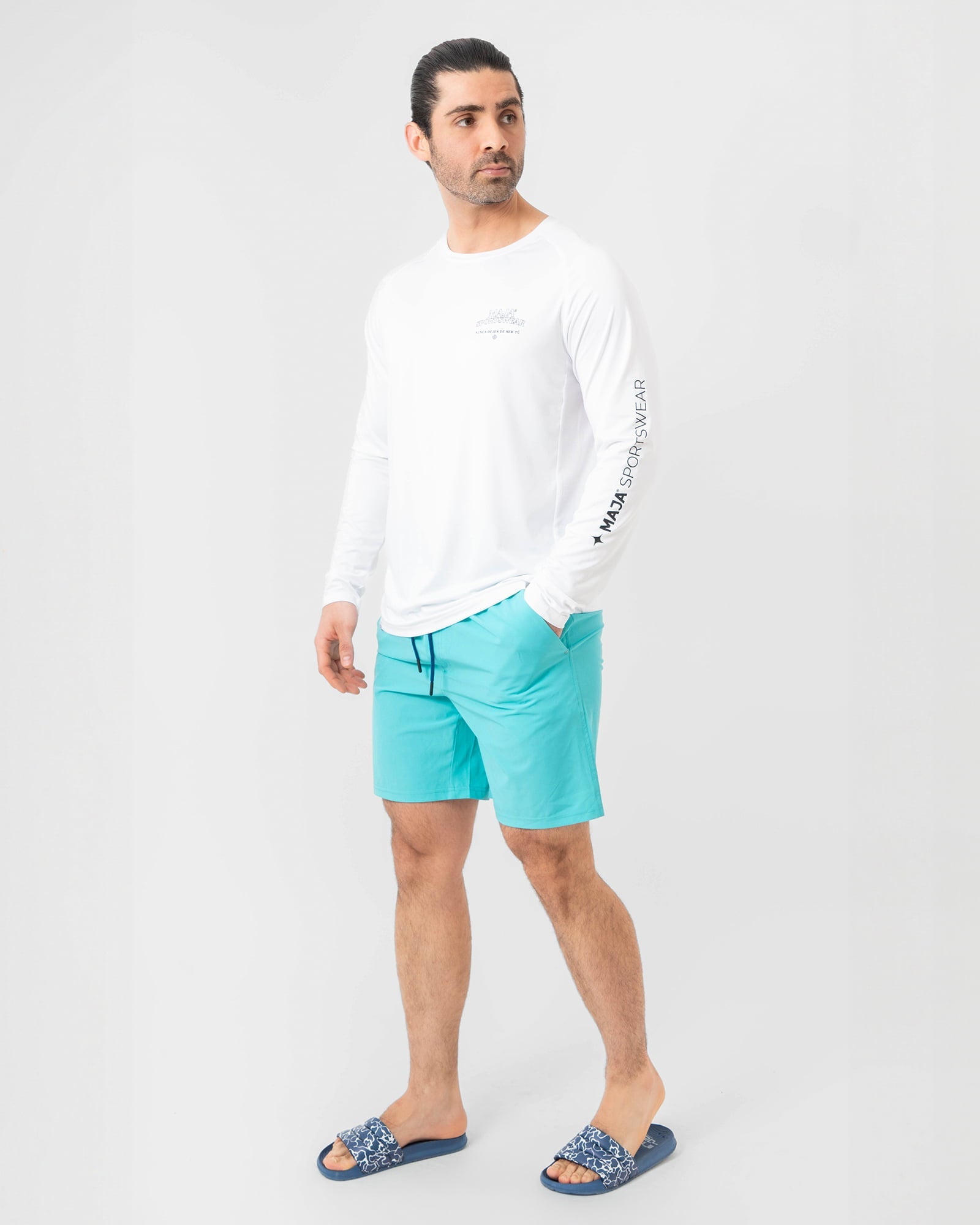 Short de Baño MAJA®, Azul cielo, detalle, fit Relajado, Poliéster, con Tela estiramiento 4 vías, uso versátil