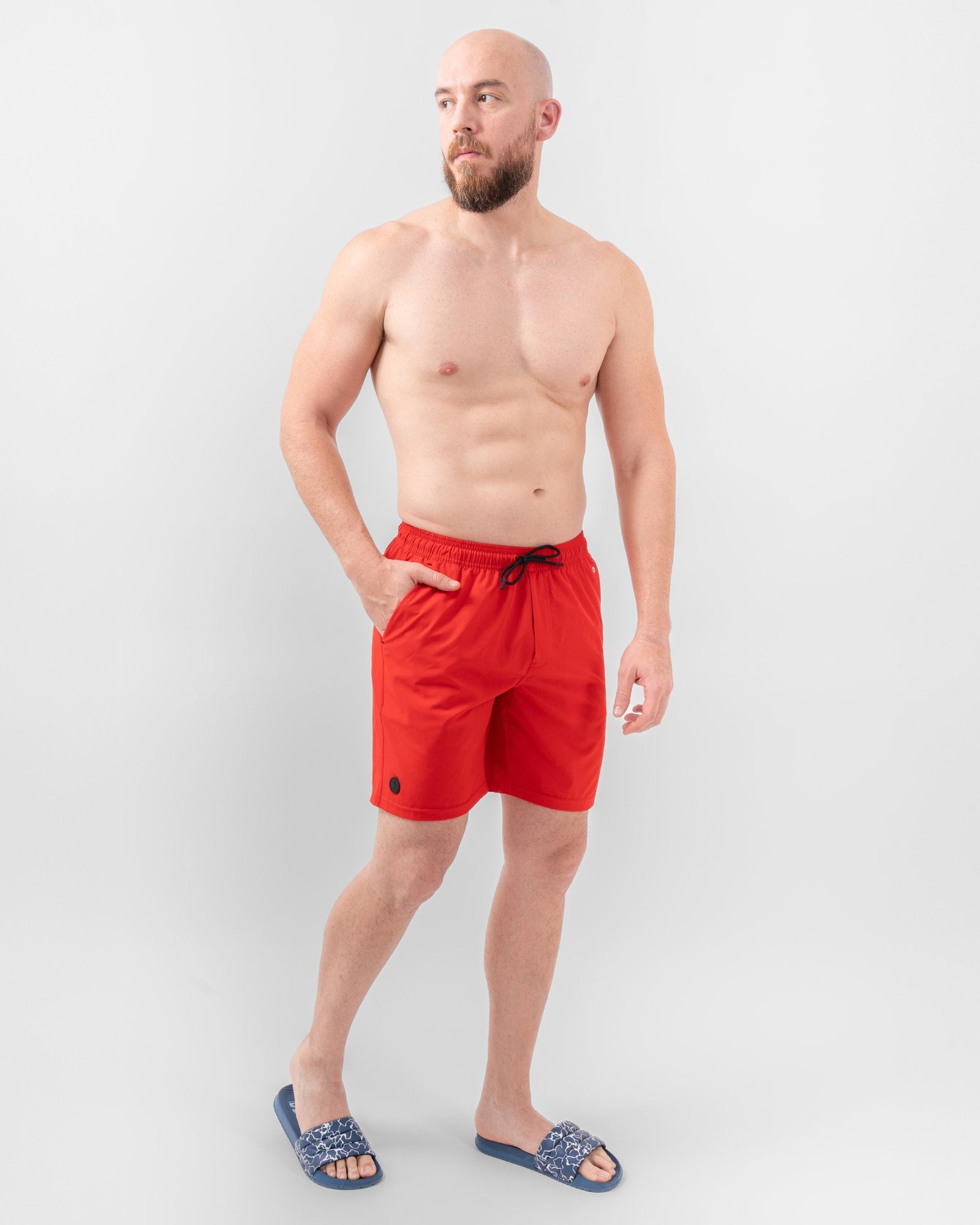 Short de Baño MAJA®, Rojo, detalle, fit Relajado, Poliéster, con Tela estiramiento 4 vías, uso versátil