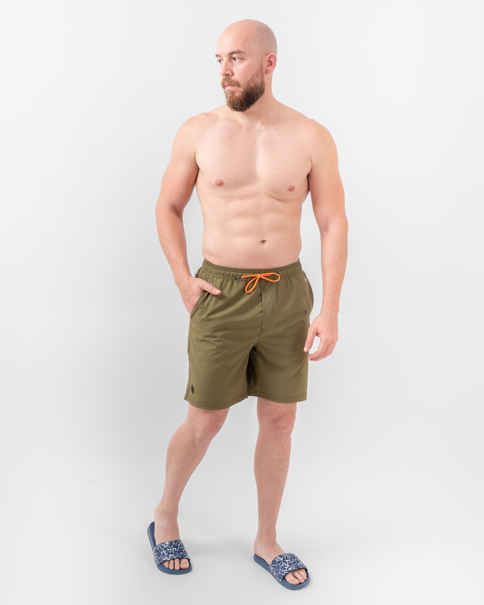 Short de Baño MAJA®, Olive green, detalle, fit Relajado, Poliéster, con Tela estiramiento 4 vías, uso versátil