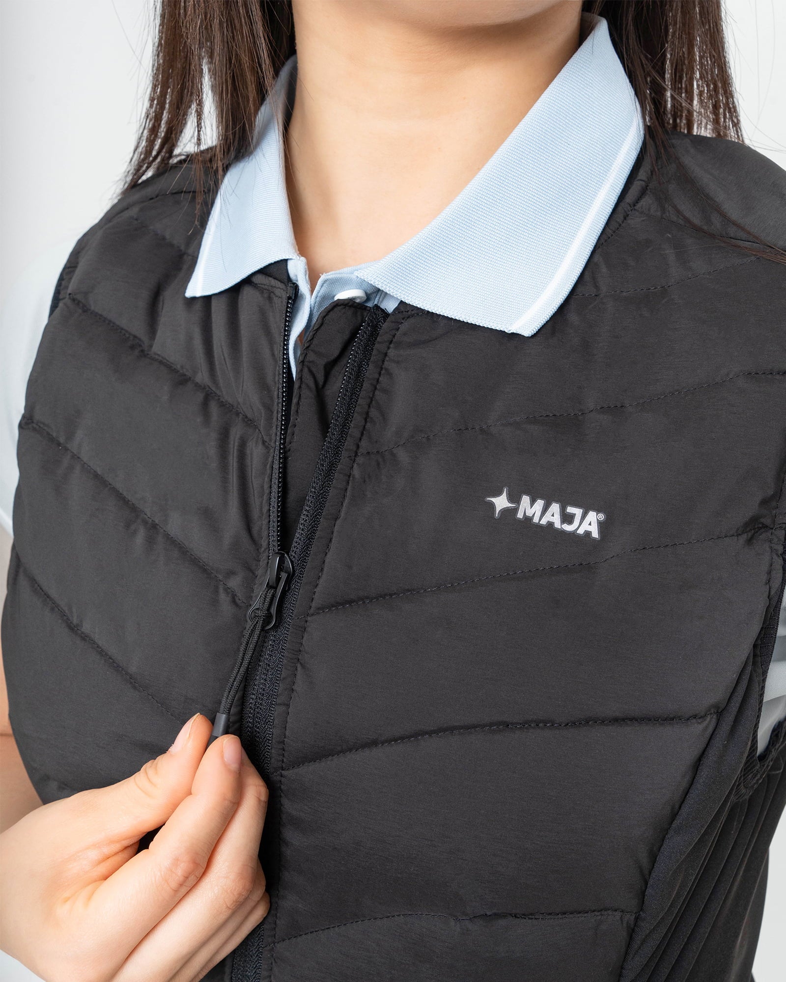 Chaleco Polar MAJA®, Negro, vista lateral, fit Slim, Poliéster, para uso casual o entrenamiento