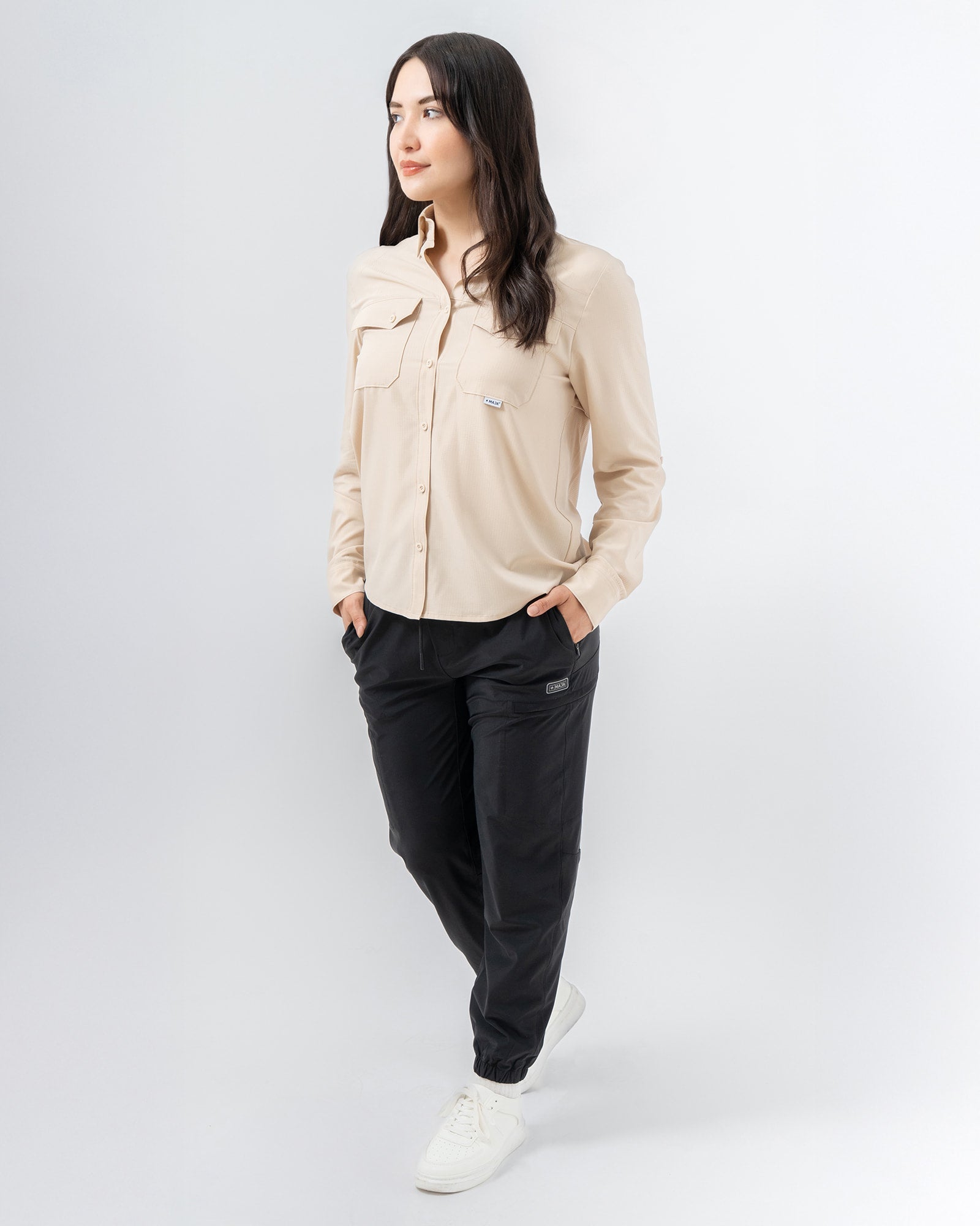 Camisa Outdoor Signature, Khaki, detalle, fit Regular, Poliéster, con Tela antidesgarro, ideal para oficina