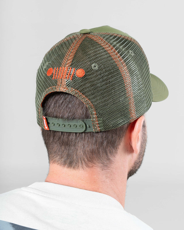Gorra Trucker JEEP® x MAJA® Compass, Verde, vista posterior, Poliamida, protección solar y estilo casual