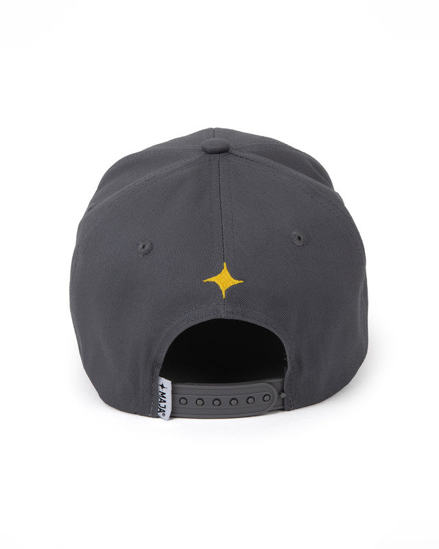 Gorra Snapback Emblema MAJA®, Gris oscuro, vista lateral, Algodón, protección solar y estilo casual