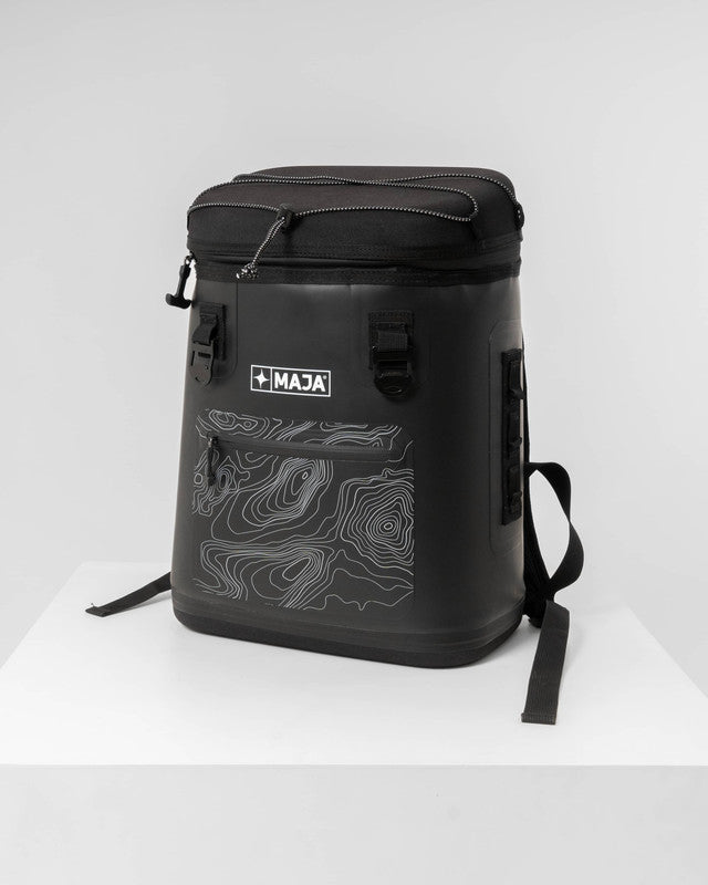 Hielera patrón Santo, Negro, vista frontal, Poliéster, con Repelente al agua, uso versátil