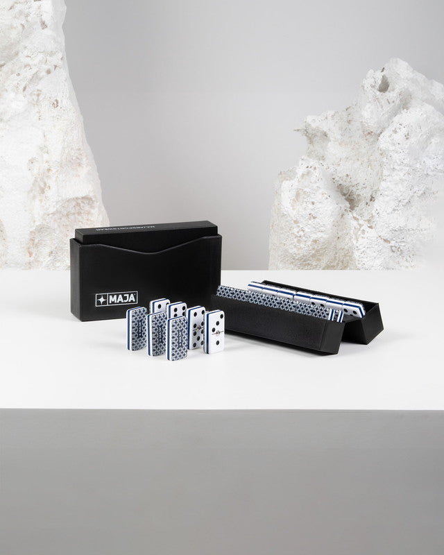 Dominó MAJA® Oficial, Azul, vista frontal, Resina, uso versátil