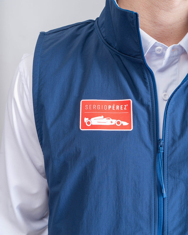 Chaleco Mónaco, Azul marino, vista lateral, fit Relajado, Poliéster, con Tela estiramiento 4 vías, para uso casual o entrenamiento