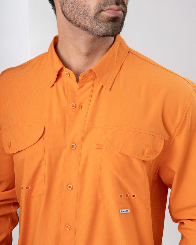 Camisa MAJA® Outdoor Signature, Naranja, vista lateral, fit Relajado, Poliéster, con Tela antidesgarro, ideal para oficina