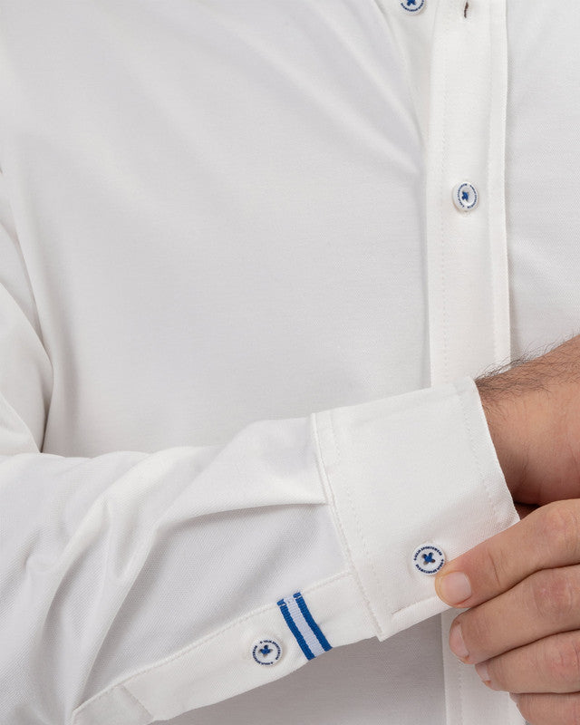 Camisa Oxford MAJA®, Blanco, detalle, fit Slim, Poliéster, con Tela estiramiento 4 vías, ideal para oficina