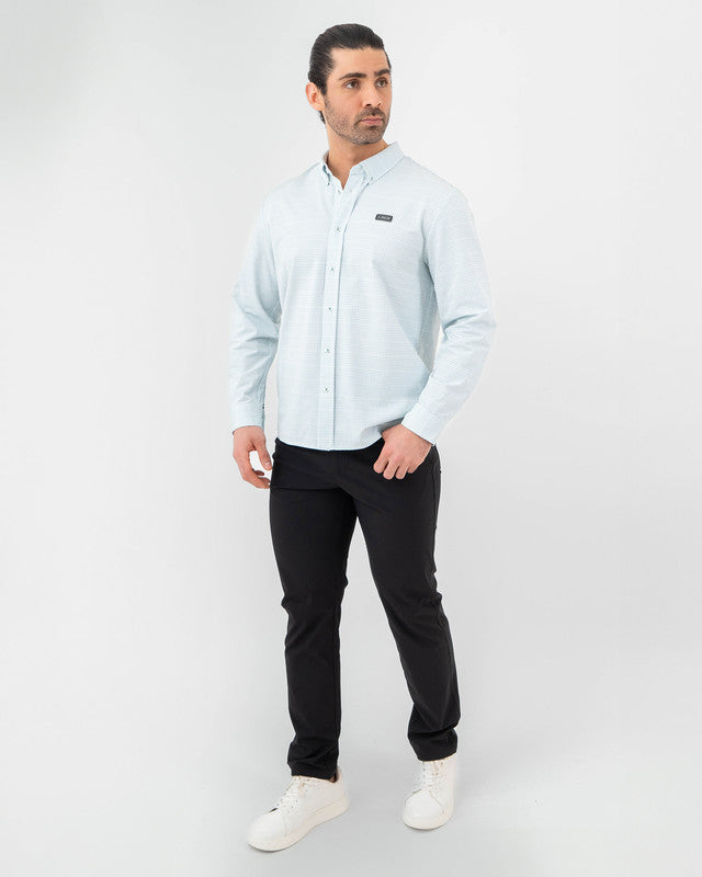 Camisa Oxford MAJA®, Blanco cuadros, detalle, fit Slim, Poliéster, con Tela estiramiento 4 vías, ideal para oficina