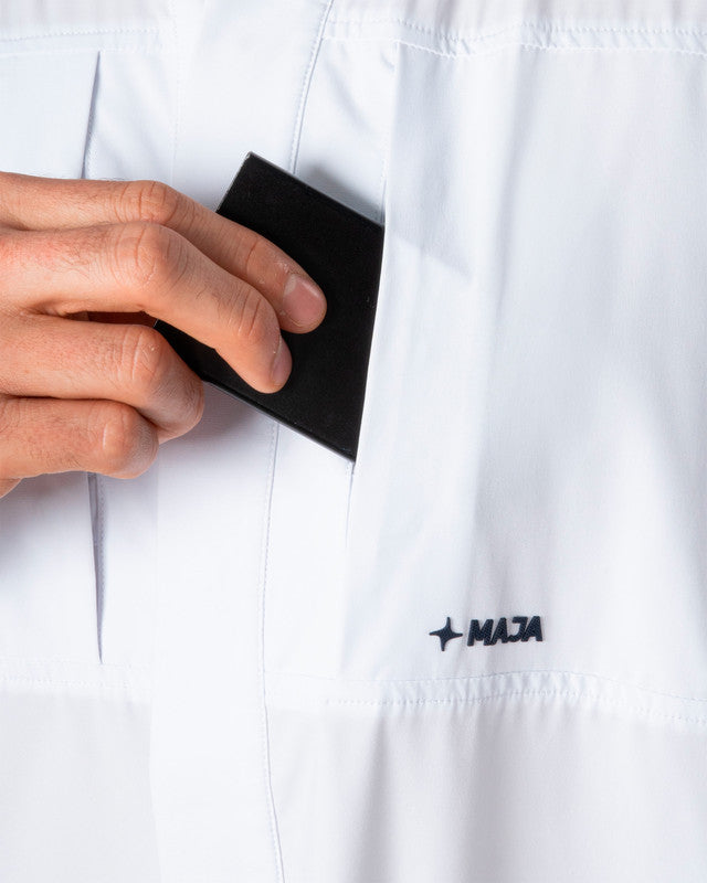 Camisa Pacífica, Blanco, detalle, fit Relajado, Poliéster, con Tela estiramiento 4 vías, ideal para oficina