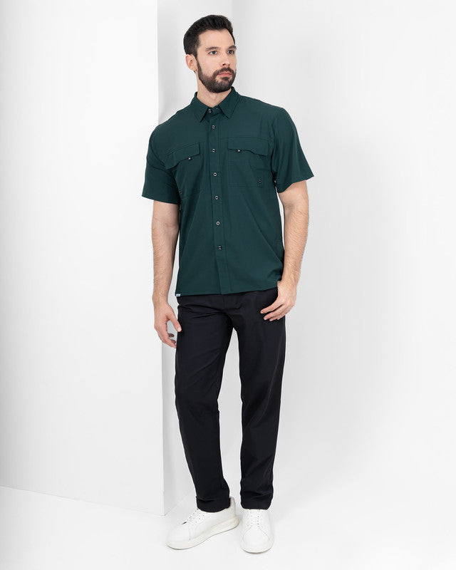 Camisa Outdoor Equipo MAJA®, Verde oscuro, detalle, fit Relajado, Poliéster, con Tela antidesgarro, ideal para oficina