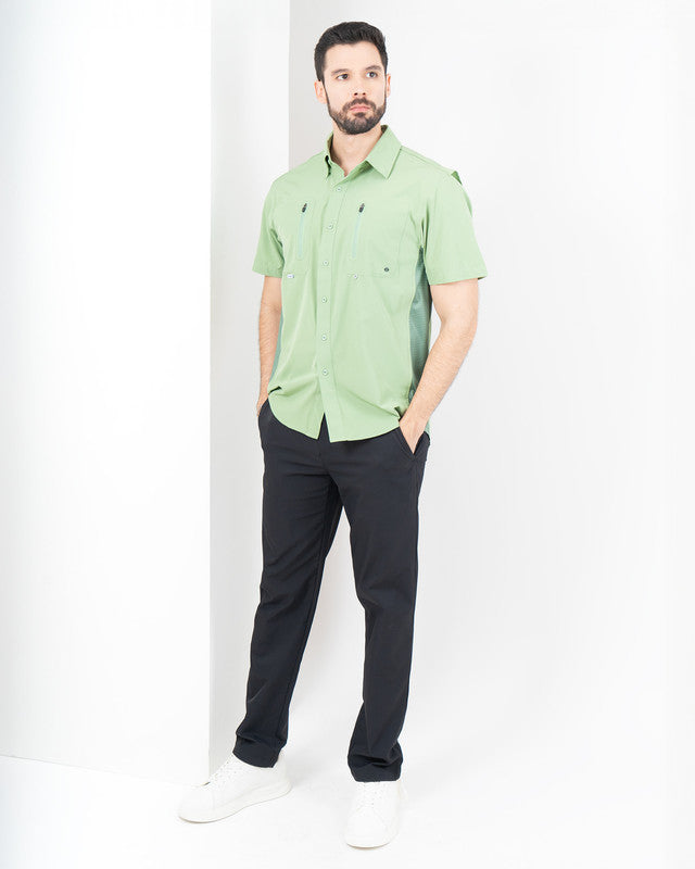 Camisa Bahía, Verde pálido, detalle, fit Relajado, Poliéster, con Aberturas de ventilación, ideal para oficina